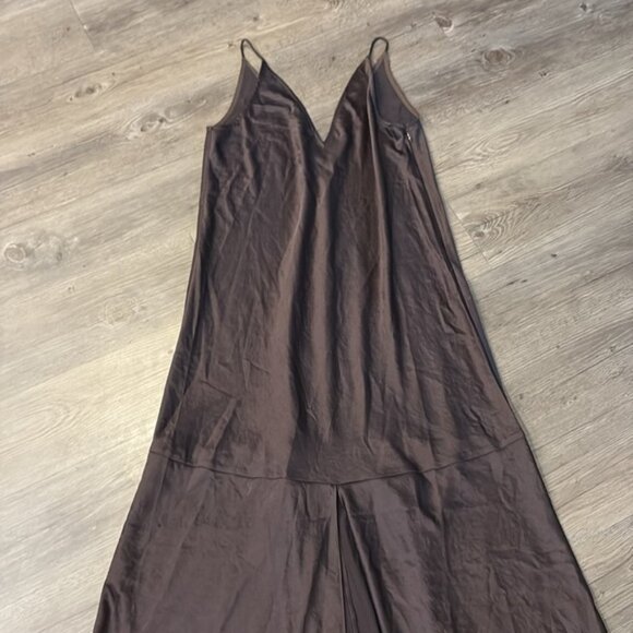Madewell Satin Sleeveless Maxi Slip Dress Dark Carob Size 10 - Picture 9 of 10